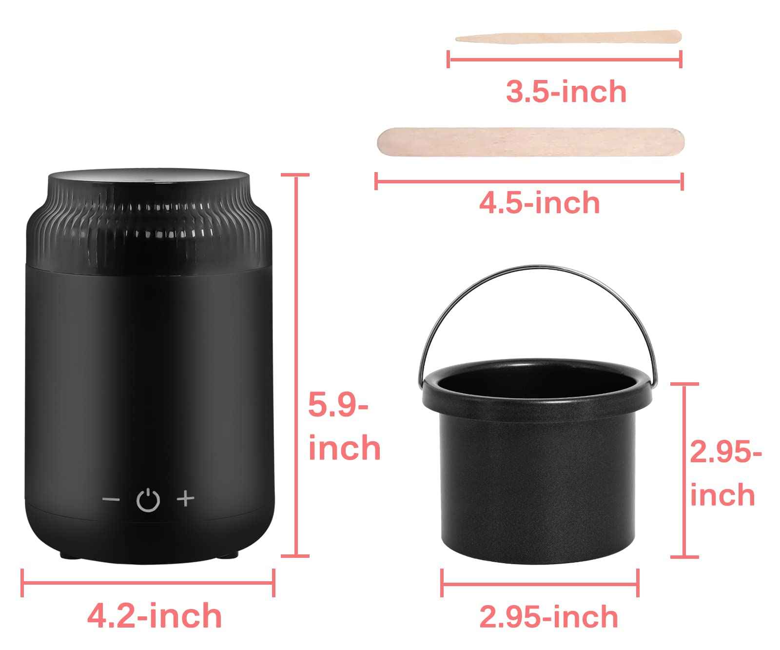 Podoy Mini Wax Pot Warmer for Hair Removal, Small Portable Travel Wax Melt Heater Machine Digital Display for SPA Salon Brow Body Nose Upper Lip Hair Waxing with 100 Waxing Sticks