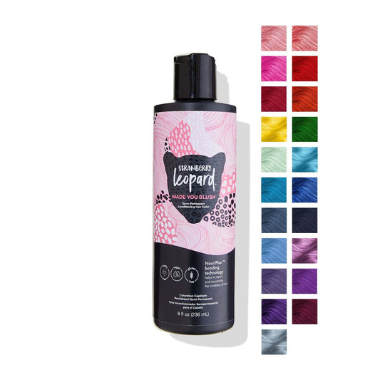 Strawberry Leopard Made You Blush Semi Permanent Conditioning Hair Color, Repairs and Rejuvenates Hair, All Hair Types and Textures, Vegan, Cruelty-Free, Gluten-Free, 8 Fl. Oz.