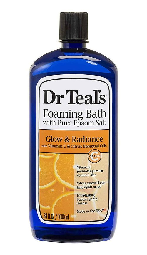 Dr. Teal's Pure Epsom Salt Foaming Bath Gift Set (2 Pack, 34 oz ea.) - Restore & Replenish Pink Himalayan and Glow & Radiance with Vitamin C & Citrus Essential Oils - Long Lasting Bubbles Nourish Skin
