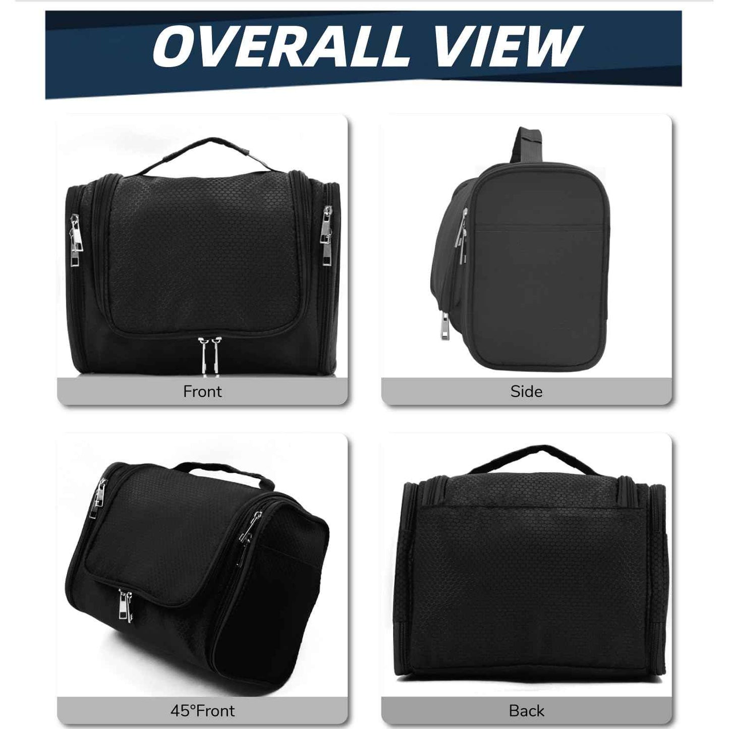 Buruis Large Capacity Toiletry Bag for Women and Men, Hanging Toiletry Organizer Cosmetics Makeup Bag, Water-resistant Dopp Kit Shaving Bags for Full Sized Toiletries, Travel Essentials (Black)