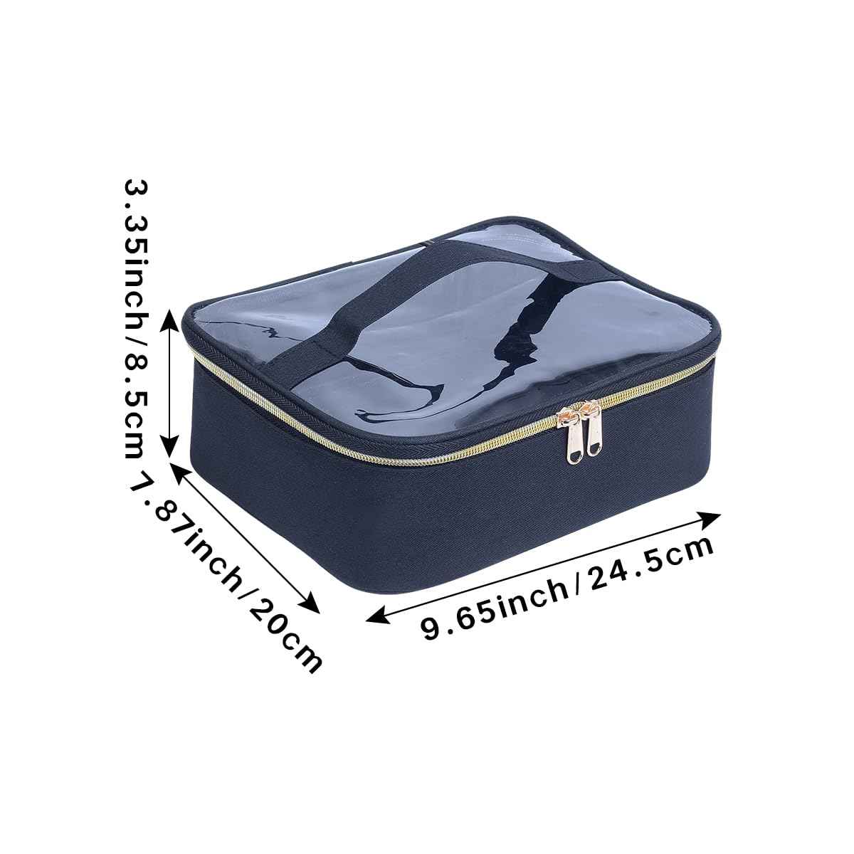 LANDFOBO Small Travel Makeup Bag Clear Cosmetic Toiletry Case Portable with Zipper for Organize Travel Samples, Cosmetics, Skincare Products, etc,(Black)