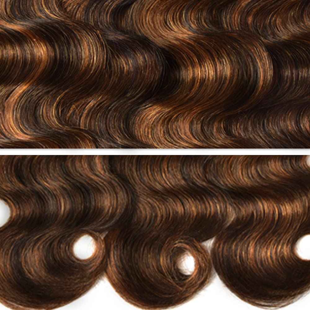 Highlight Human Hair Bundles Color #30 Body Wave Bundles 26 Inch 8A Grade Peruvian Virgin Hair 1 Bundle Double Weft Ombre Brown Hair Weave For Women