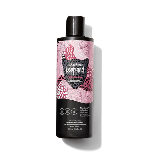 Strawberry Leopard Tickled Pink Semi Permanent Conditioning Hair Color, Repairs and Rejuvenates Hair, All Hair Types & Textures, Vegan, Gluten, Cruelty-Free, 8 Fl. Oz.