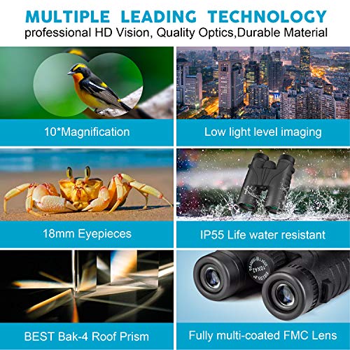 10x42 HD Binoculars for Bird Watching & Hunting - Lightweight BAK4 Prism
