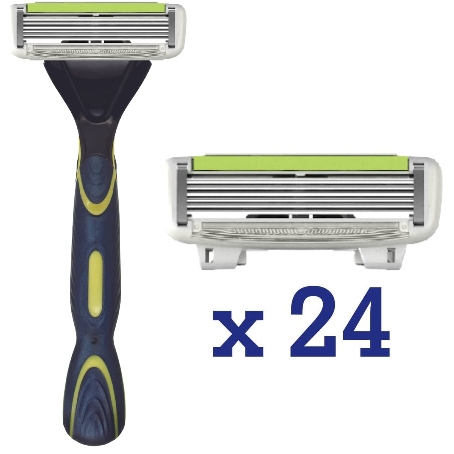 ShaveMOB 6-Blade Men's Razor Kit (Flex Head Handle + 24 Refills) (No Trimmer) - The Caveman Shaving Kit