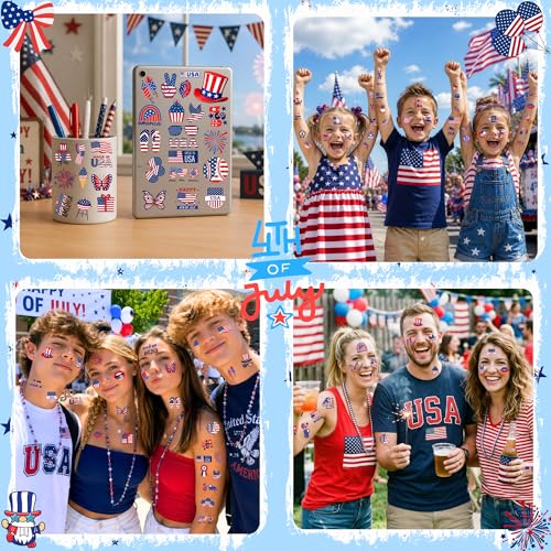 80pcs Fourth of July Temporary Tattoos for Kids
