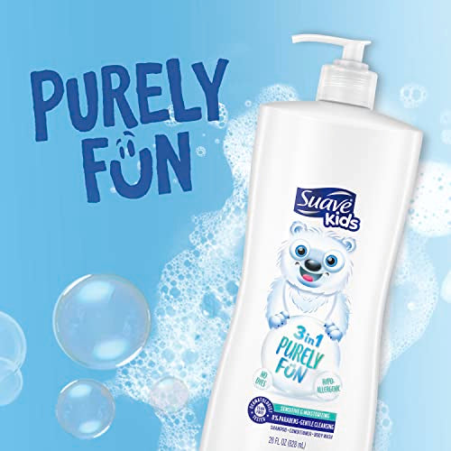 Suave Kids 3-in-1 Shampoo Conditioner Body Wash 28oz 4-Pack