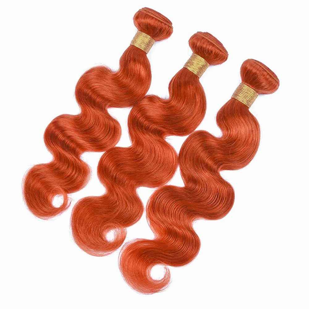 Ginger Bundle Color 350 Body Wave Human Hair Bundles 8A Brazilian Unprocessed Virgin Hair Color 350 Ginger 3 Bundles 12 12 12 Inch Orange Body Wave Bundle