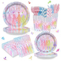 168PCS Katseye Music Girl Group Party Tableware Set for Girls & Fans - Pink & Blue, Serves 24, Gold Glitter Design, Birthday & Celebration Supplies - Variation: Music Girl Group