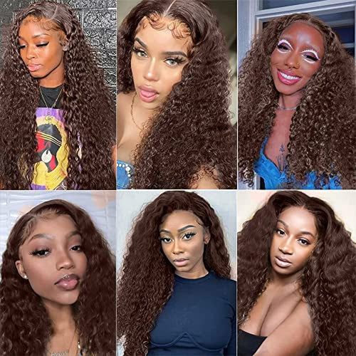 12-Inch #4 Deep Wave Human Hair Bundles - Chocolate Brown