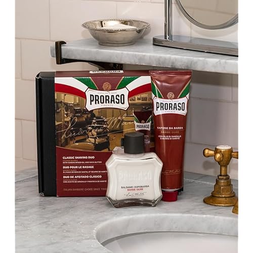 Proraso Shaving Kit - Nourishing Shaving Cream & After Shave Balm for Coarse, Thick Beards - Premium Italian Shave Kit Duo for Men - Gift Set for Men