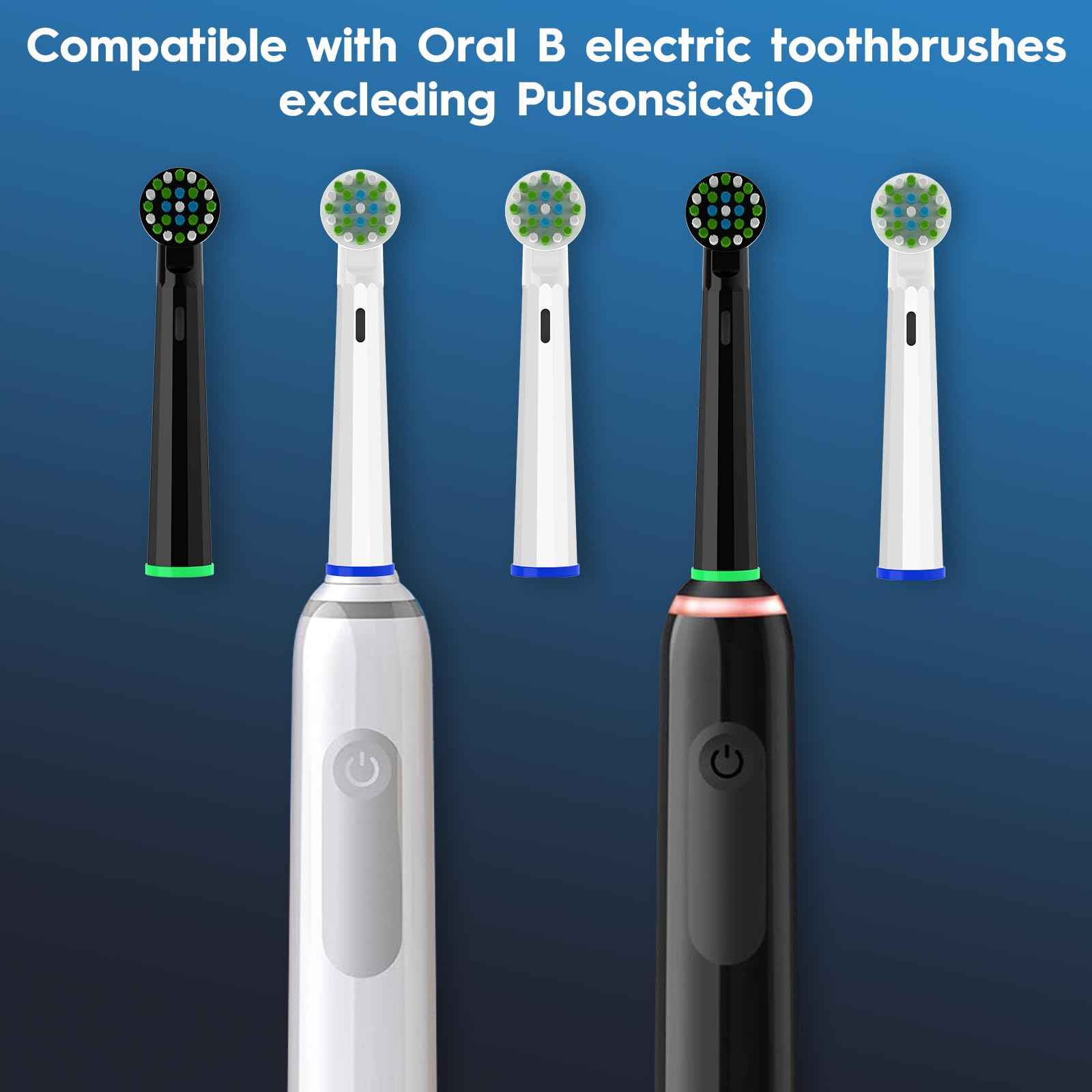 Scotzel Replacement Heads Compatible with Oral B Pro 1000, Genius X, Smart 1500 Series Electric Toothbrush, 8 Pcs Brush Heads Compatible with Oral B (Black/White)