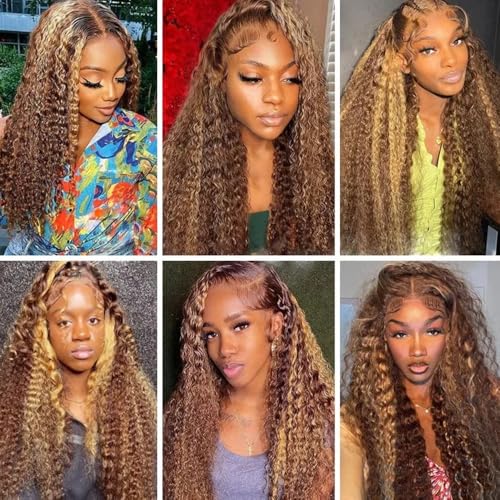 P427 Water Wave Human Hair Bundles 16-20 inch Brown Blonde