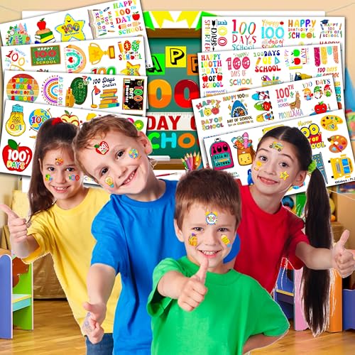 100 Days of School Temporary Tattoos - 96 Piece Set