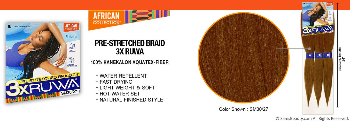 Sensationnel Synthetic Hair Braids XPRESSION 3X Ruwa Pre-Stretched Braid 24" (1 Pack, SM1B/350)