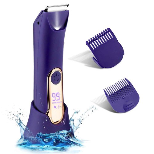 Bikini Trimmer for Women,Wet/Dry Personal Pubic Hair Trimmer Womens Electric Razors Shaver for Underarm Leg Arm Body Hair Private Area,LED Light Ceramic Blade IPX7 Waterproof Rechargeable LCD Display