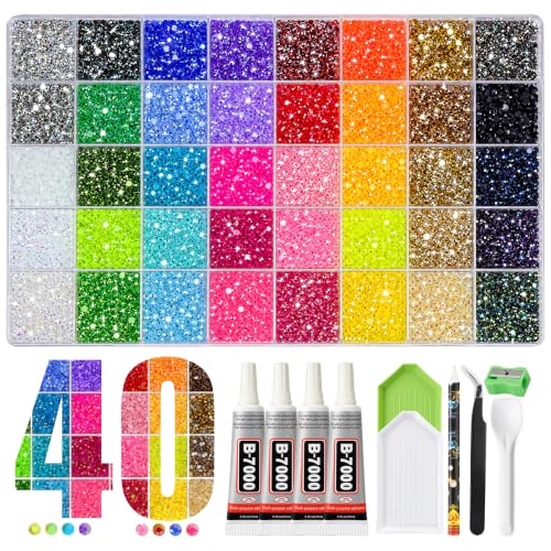 JIVVEXO Rhinestone Bedazzling Kit with 42,000 Gems, 40 Colors & Tools