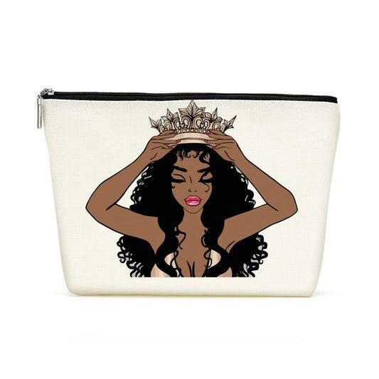 Black Girl Makeup Bag Afro Black Girl African American Cosmetic Bag Inspirational Gifts for Women Mom Sister Daughter Best Friends Nurse Coworker Bachelorette Birthday Graduation Friendship Christmas