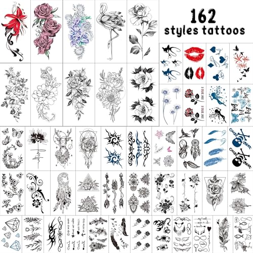 Cerlaza Temporary Tattoos 162 Styles, 50 Sheets Waterproof