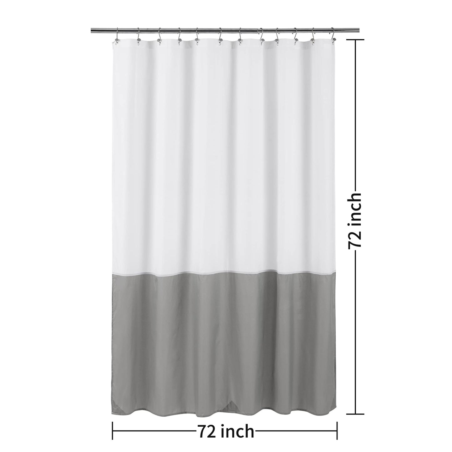 ALYVIA SPRING Waterproof Fabric Shower Curtain Liner - Soft & Light-Weight Cloth Shower Liner, 3 Bottom Magnets, Hotel Quality & Machine Washable - Standard Size 72x72, White and Grey