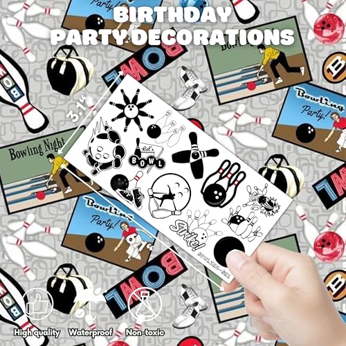 88PCS Bowling Temporary Tattoos for Kids ? Fun Bowling Ball Stickers, Sports Theme Birthday Party Favors, Supplies, Carnival Rewards, School Classroom Prizes & Game Day Decorations