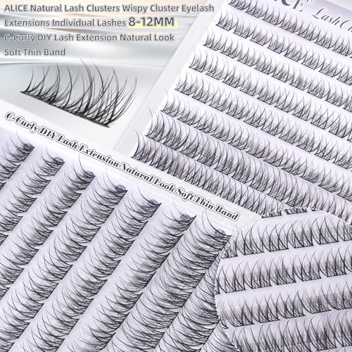 ALICE Natural Short Lash Clusters 8-12mm Wispy C-Curl Eyelash Extensions
