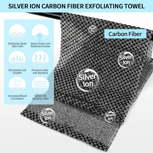 Exfoliating Body Scrubber Washcloth | Silver Ion & Carbon Fiber