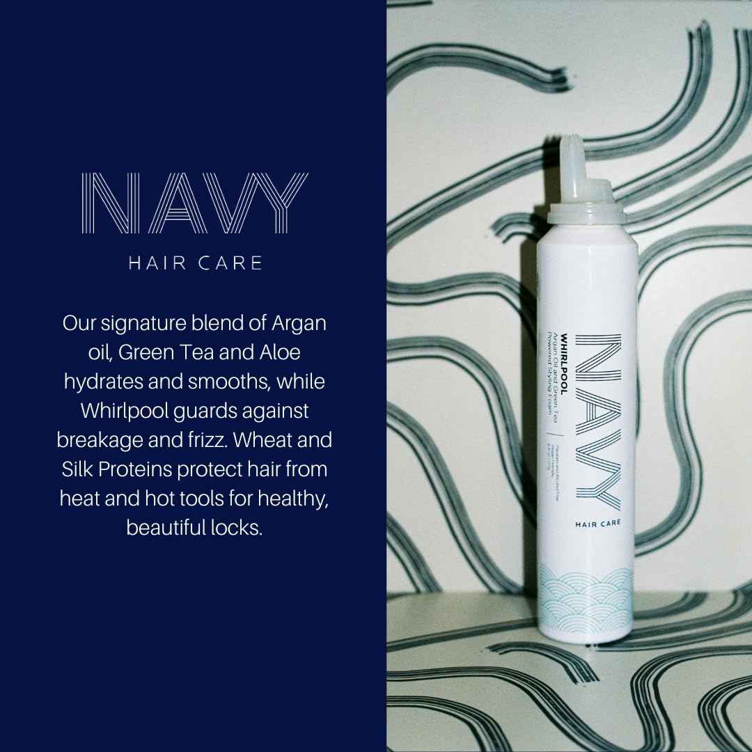 NAVY Hair Care Whirlpool Styling Foam for Curly Hair | Made with Argan Oil and Green Tea for Frizz Control | 6 oz