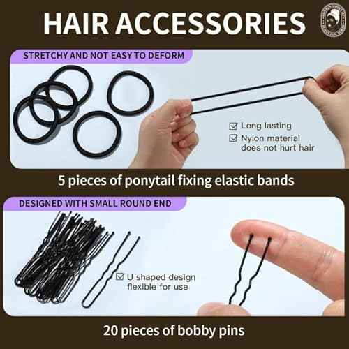 Teenitor Hair Bun Maker Set, 7 Pieces Bun Donuts for Hair(1 Extra-Large, 2 Large, 2 Medium, 2 Small), 5 Elastic Bands, 20 Hair Pins, Gold