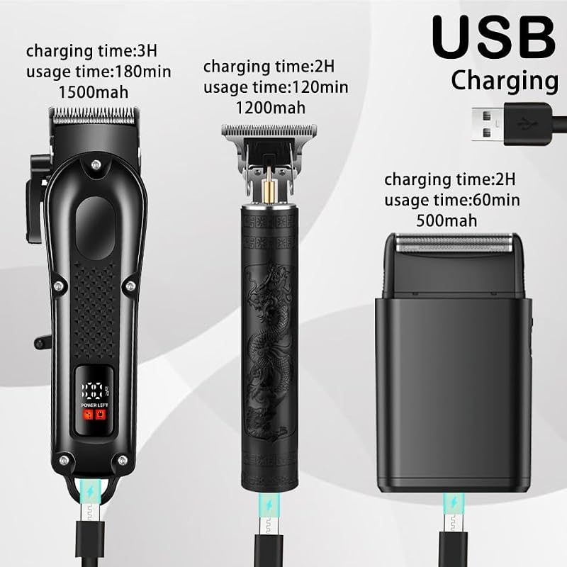 OIYO 3-in-1 Hair Clippers Set for Men with Trimmer & Foil Shaver