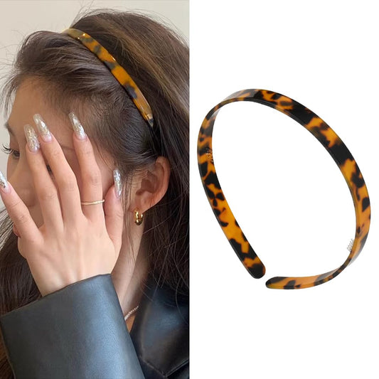 Kefley Tortoise Shell Headbands Thin French Hairband for Women with Teeth High Tenacity Acrylic Acetate Headband Hair Band Vintage Plastic Headband Retro Style Hair Styling Accessories