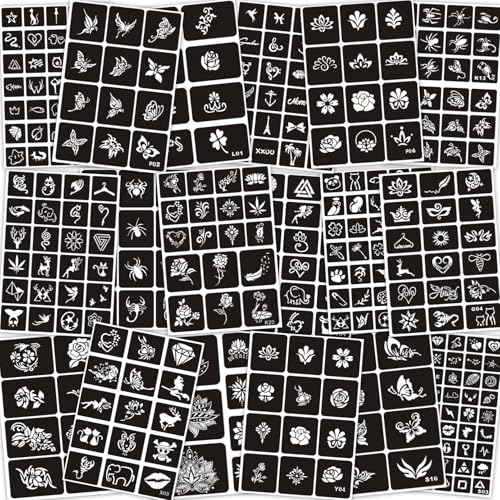 344 PCS Temporary Tattoo Stencils Reusable Kit