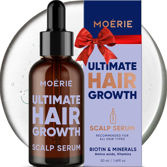 MOERIE Ultimate Hair Growth Serum for Natural Hair Regrowth & Thickening - Anti Thinning & Hair Loss Treatment for Women - Rapid Hair Growth Products - Scalp Oil Alternative - 1.69 fl oz / 50 ml