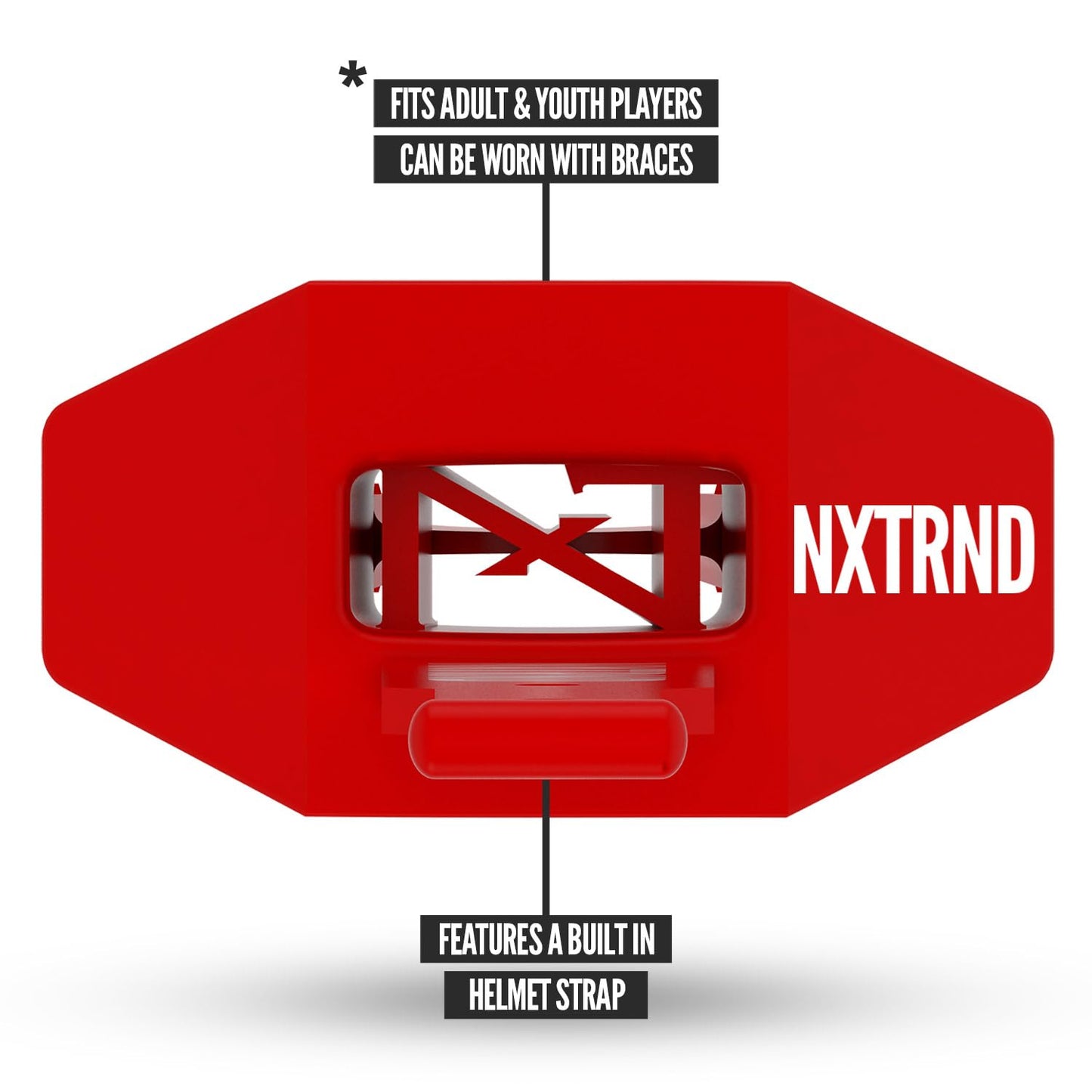 Nxtrnd Two Football Mouth Guard, Football Mouthpiece with Strap, Fits Adult & Youth (Red)