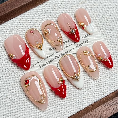 Rouge ?toile Bold Elegant Star-Shaped Wearable Nails (10-Piece Set), Acrylic/UV Gel Press On Nails for Holiday Celebrations, Parties & Shiny Nail Looks (Multicolor, M)
