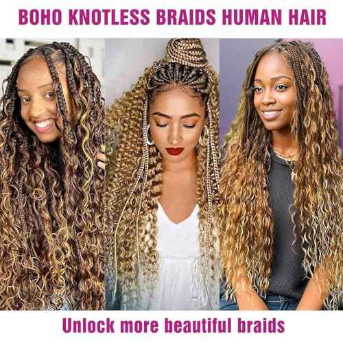 Human Braiding Hair 3 Bundles/Pack 150g Highlight 4/27 Curly Water Wave Human Bulk Hair for Braiding No Weft 12A Brazilian Virgin braiding Hair for Boho Braids (Highlight 4/27 Color, 16 inch)