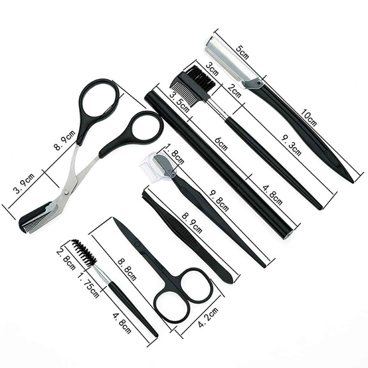 Eyebrow Grooming Kit - The Treatment Kit Includes: Tweezers, Brow Pencil, Comb, Razor, Brush, Scissors for Perfect Eyebrow Care