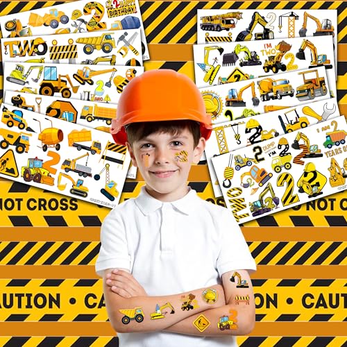 100 PCS Construction Temporary Tattoos for 2 Year Old Birthday Party