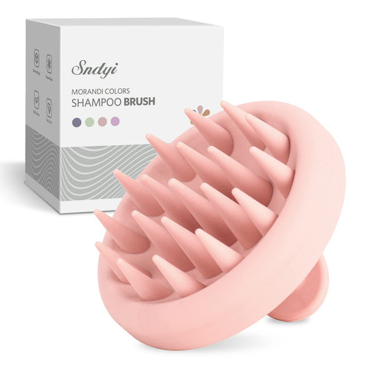 Sndyi Silicone Scalp Massager Shampoo Brush, Hair Scrubber with Soft Silicone Bristles, Scalp Scrubber/Exfoliator for Dandruff Removal, Wet Dry Scalp Brush for Hair Growth & Scalp Care, Pearl Pink