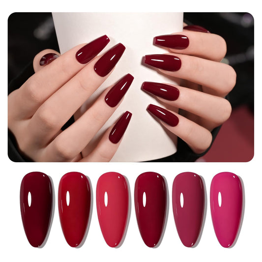 GAOY Berry Collection Gel Nail Polish, Hot Pink Burgundy Red Cherry Magenta Nails Gel Polish Kit for Salon Gel Manicure and Nail Art DIY at Home