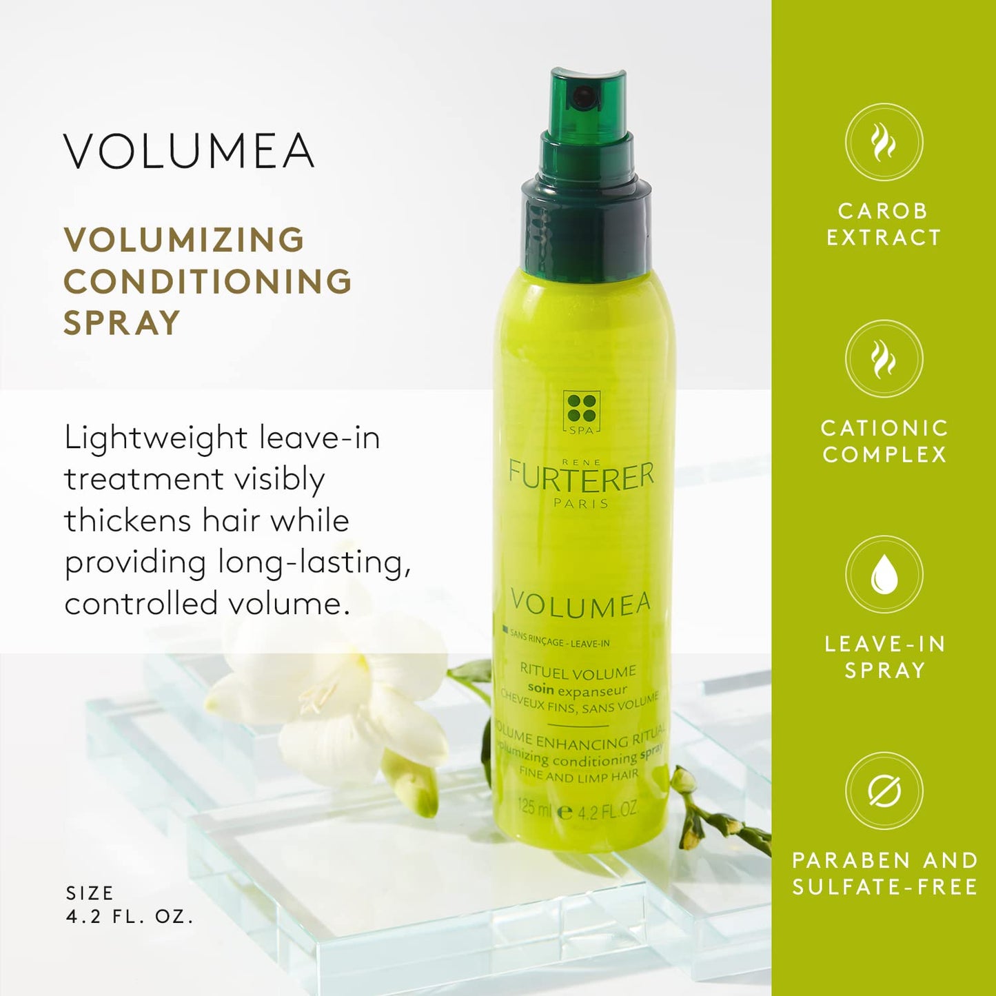 Rene Furterer VOLUMEA Volumizing Conditioning Spray - For Fine, Limp Hair - Thickening & Long-Lasting Volume - Sulfate-Free - 4.2 fl. oz.