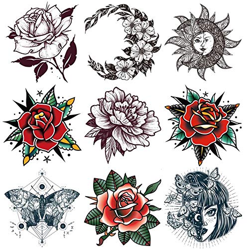 Temporary Tattoo Stickers - 9 Sheets Waterproof Designs