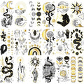 Gold Temporary Tattoos 18-Pack Waterproof Metallic