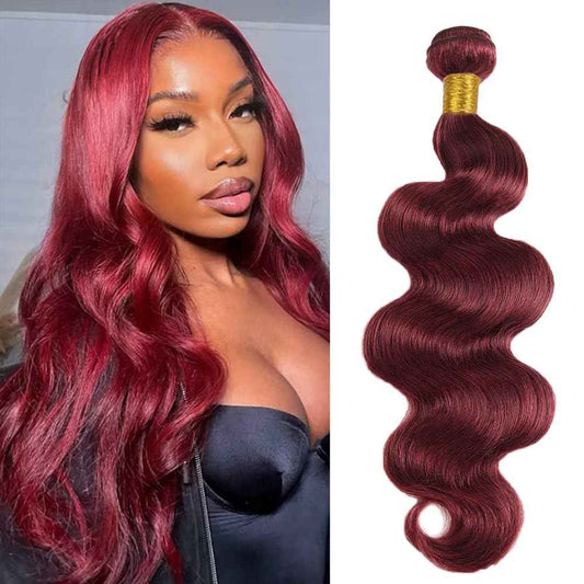 12A 99J Burgundy Body Wave Bundles Human Hair 1 Bundle 22 Inches 100% Human Hair Bundles
