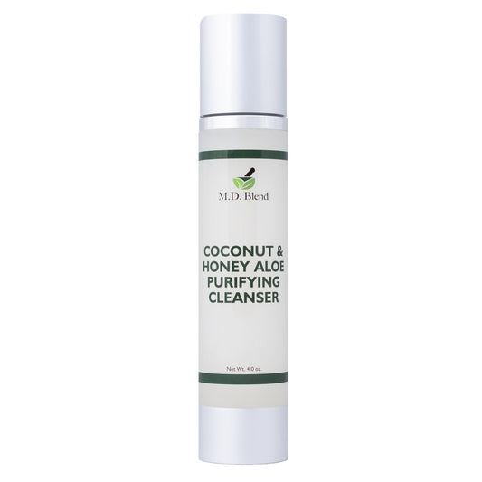 M.D. Blend Coconut & Honey Aloe Purifying Cleanser | Organic Face Wash for Women & Men | Gentle Vegan Foaming Facial Cleanser for All Skin Types | Non-Toxic, Clean Ingredients | 120ml Airless Pump