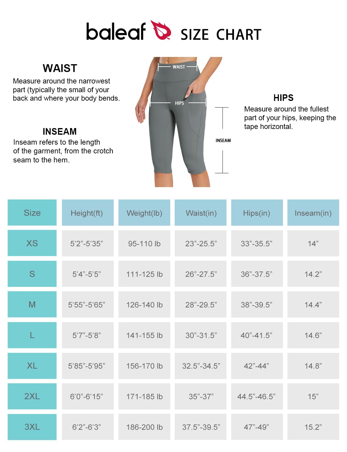 BALEAF Women's Yoga Capri Pants Knee Length Leggings High Waisted Petite Casual Workout Exercise Capris with Pockets Gray XS