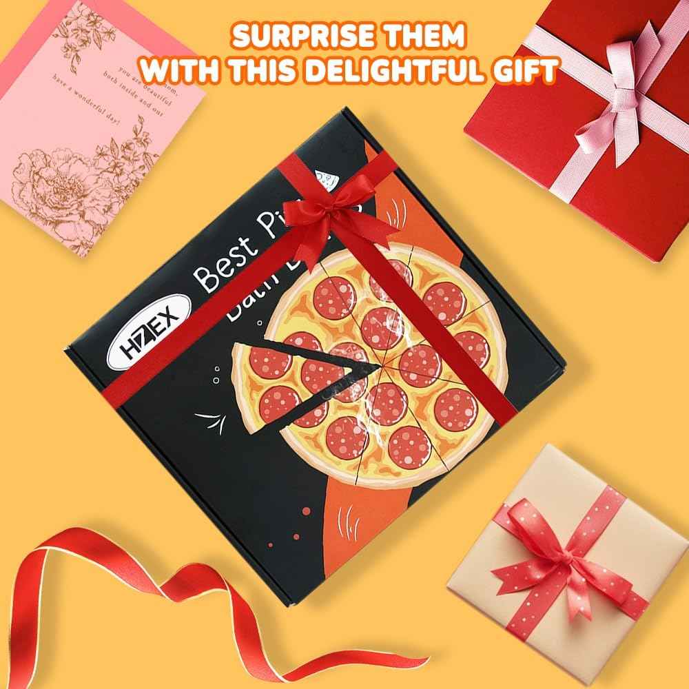 HZEX Pizza Bath Bombs Set of 8 Slices – Large Fizzies for Relaxing Bubble Bath, Handmade Spa Gift for Women, Men & Kids – Fun Pizza-Shaped Aromatherapy Bath Bomb Gift Set