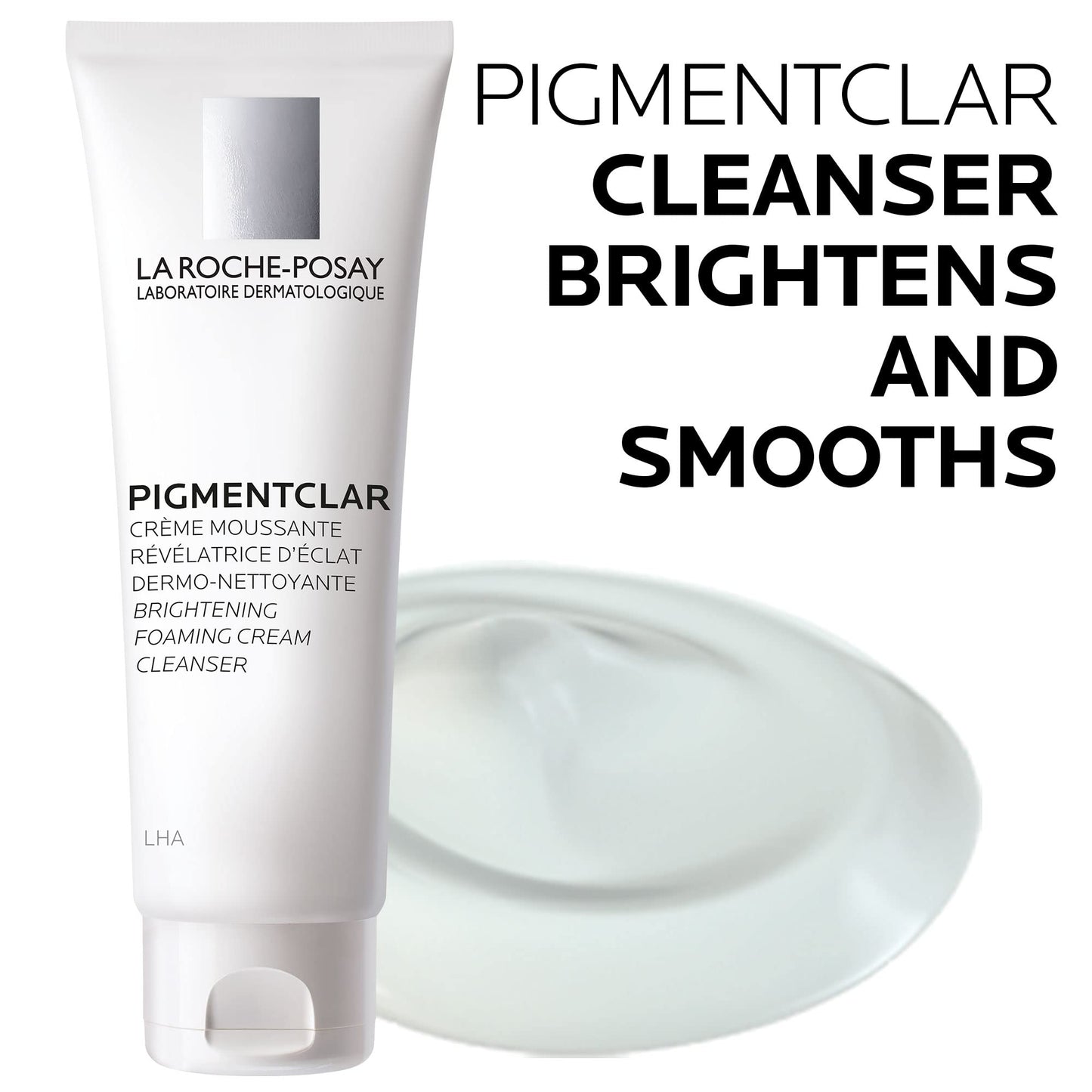 La Roche-Posay Pigmentclar Brightening Face Cleanser, Exfoliating Face Wash with LHAs, Dark Spot Remover and Skin Tone Brightening, Fragrance Free Foaming Cream Cleanser (Pack of 1)