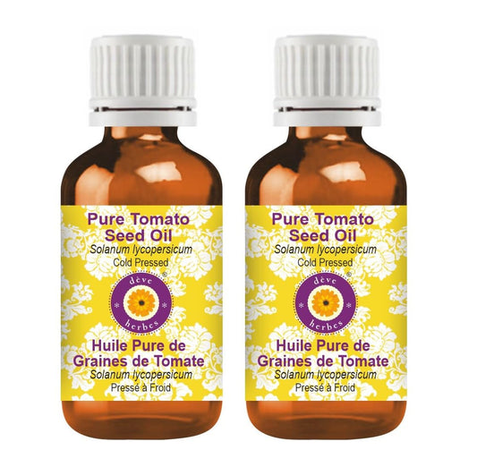 Deve Herbes Pure Tomato Seed Oil (Solanum lycopersicum) Cold Pressed (Pack of Two) 100ml X 2 (6.76 oz)