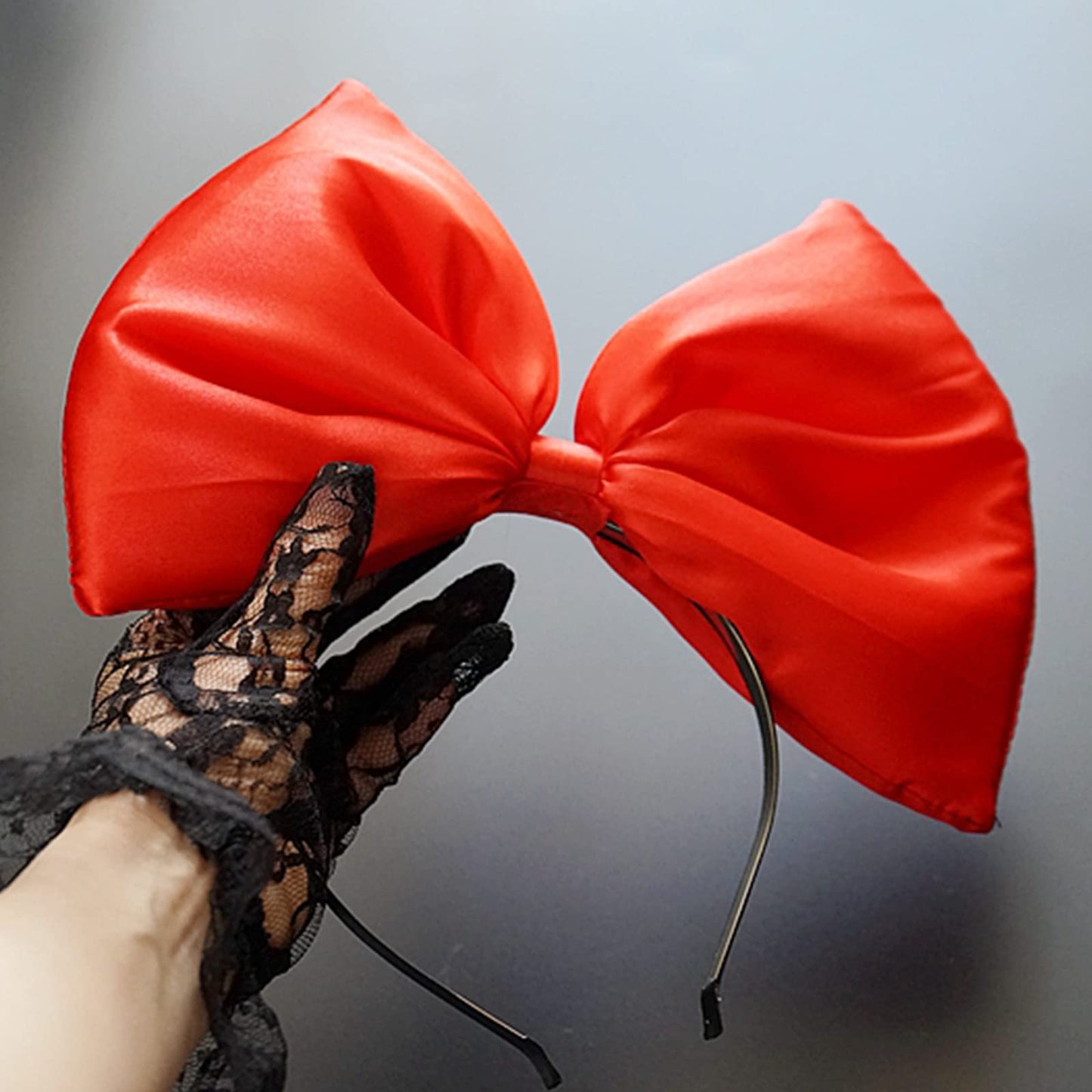 Halloween Bow Headband Big Bowknot Hair Hoops Huge Bow Headpiece Women Fluffy Bow Hair Bands Hairband Christmas Holiday Party Decoration Cosplay Costume Cute Handmade Hair Accessories 1 Pack Red